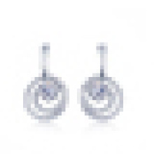 Women′s Elegant 925 Sterling Silver Circular Earrings Inlay Crystal